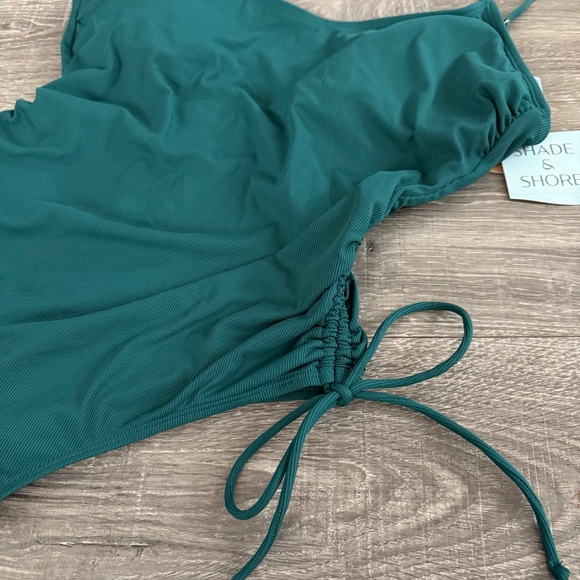 NWT Shade & Shore Side Tie Md Seat Coverage Open Back One Piece Swimsuit Sz L - Picture 2 of 6